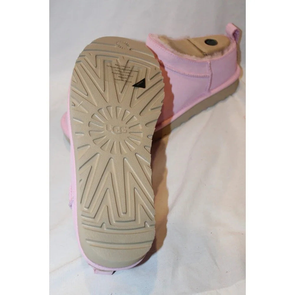 UGG MICRO MINI SUEDE SHEARLING LINED BOOTS PINK WOMEN'S 7.5-8 YOUTH 6